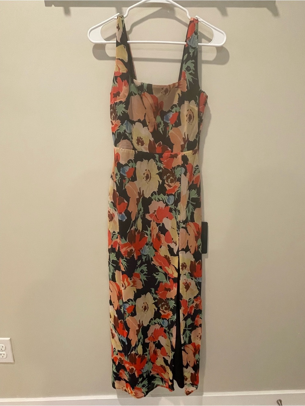 Lulu's Black Floral Maxi Dress with Cream & Coral Blooms